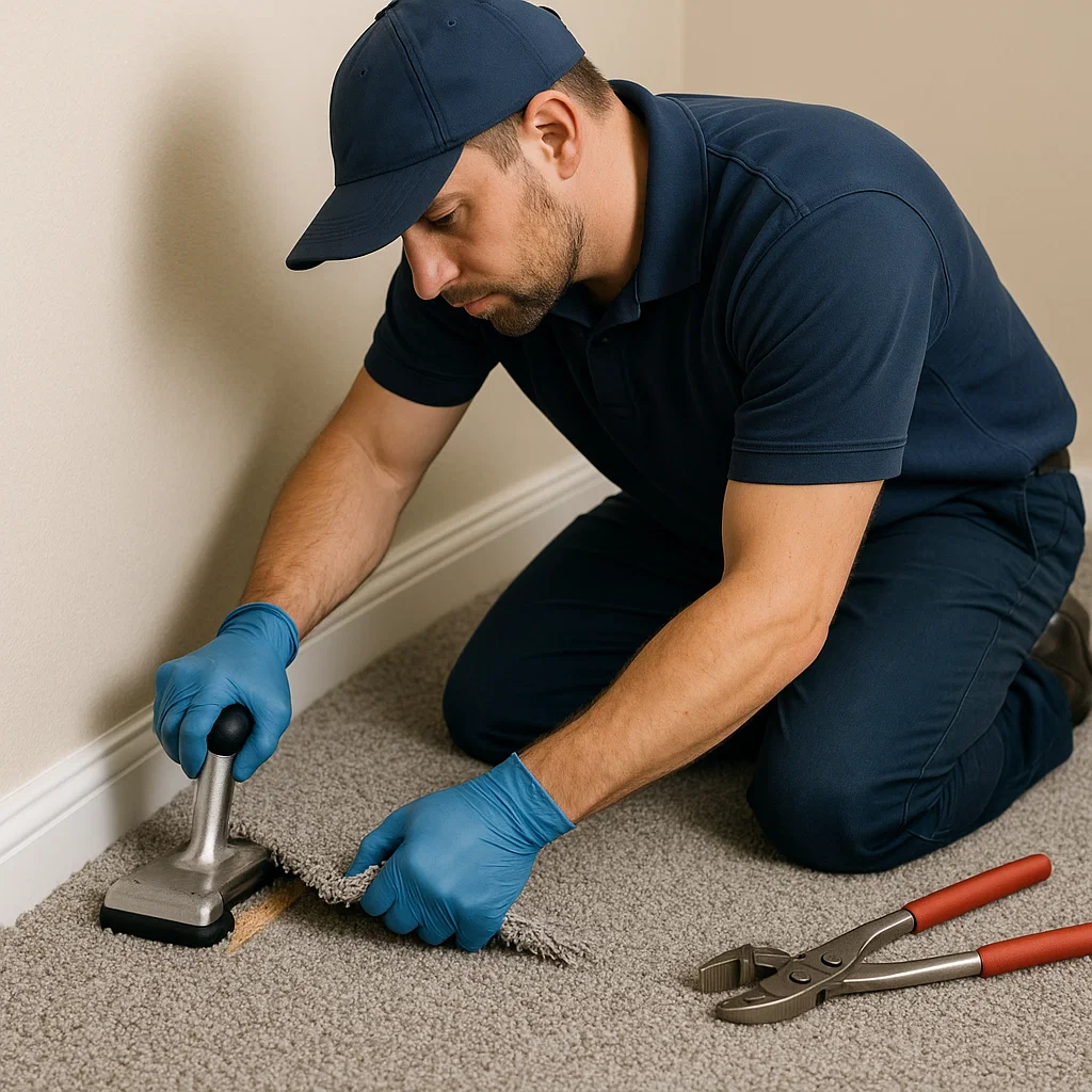 Professional carpet repair with Angelos Hard Floor & Duct Cleaning