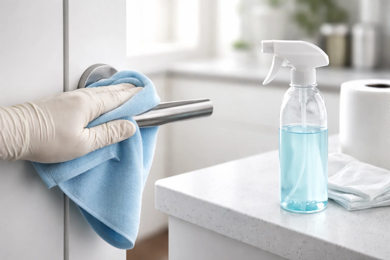 Cleaning high-touch surfaces before disinfectant fogging for better disinfecting results