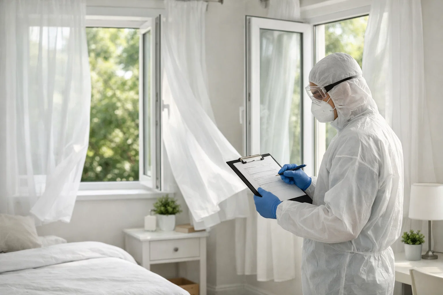 Ventilating a room after disinfectant fogging to support safe re-entry